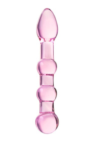 Розовый фаллоимитатор-ёлочка из прозрачного стекла - 18 см. фото в интим магазине Love Boat