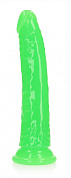 Зеленый люминесцентный фаллоимитатор на присоске - 22 см. фото в интим магазине Love Boat