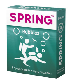 Презервативы SPRING BUBBLES с пупырышками - 3 шт. фото в интим магазине Love Boat