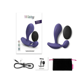 Темно-синий вибромассажер Witty P G Vibrator with Remote Control