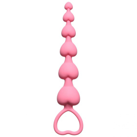 Розовая анальная цепочка Heart s Beads Pink - 18 см. фото в интим магазине Love Boat