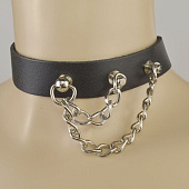 Черный чокер с двумя цепочками