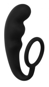 Чёрное эрекционное кольцо с анальным стимулятором Mountain Range Anal Plug фото в интим магазине Love Boat