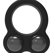 Черное эрекционное кольцо с утяжелителями Cockring Dual Weight