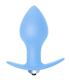 Голубая анальная вибропробка Bulb Anal Plug - 10 см. фото в интим магазине Love Boat