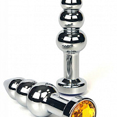 Серебристая пробка-ёлочка с оранжевым кристаллом - 11 см.