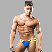 Синие мужские трусы-стринги с двойными бретелями фото в интим магазине Love Boat