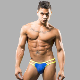 Синие мужские трусы-стринги с двойными бретелями фото в интим магазине Love Boat