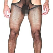 Оригинальные мужские колготы в мелкую сетку с интимными вырезами