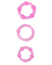 Набор из 3 стимулирующих эрекционных колец розового цвета фото в интим магазине Love Boat