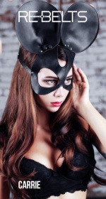 Чёрная маска Carrie Black с круглыми ушками фото в интим магазине Love Boat