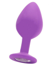 Большая фиолетовая анальная пробка OUCH! Large Diamond Butt Plug с кристаллом - 8 см. фото в интим магазине Love Boat
