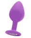 Большая фиолетовая анальная пробка OUCH! Large Diamond Butt Plug с кристаллом - 8 см.