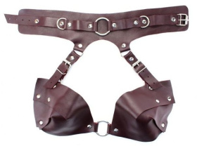 
Бордовая сбруя из ошейника с лифом Maroon Harness фото в интим магазине Love Boat
