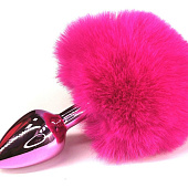 Розовая анальная пробка с заячьим хвостиком