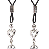 Серебристые зажимы на соски с сердечками