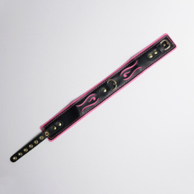 
Черно-розовый ошейник с золотистой фурнитурой фото в интим магазине Love Boat