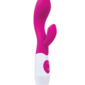 Ярко-розовый вибратор Fela с клиторальным стимулятором - 20,5 см.