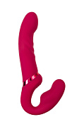 Малиновый безремневой страпон Lapis - 23 см. фото в интим магазине Love Boat
