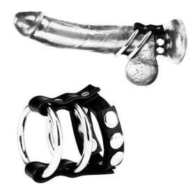 
Двойное металлическое кольцо на пенис с регулируемым ремешком фото в интим магазине Love Boat