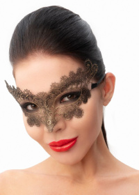 Изысканная золотистая женская карнавальная маска фото в интим магазине Love Boat