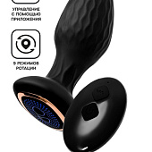 Черная анальная вибровтулка Tucana с ротацией и управлением через приложение - 12 см.