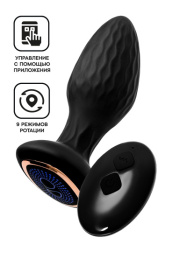 Черная анальная вибровтулка Tucana с ротацией и управлением через приложение - 12 см. фото в интим магазине Love Boat