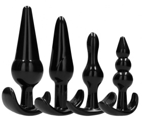 Набор из 4 черных анальных пробок N80 4-Piece Butt Plug Set фото в интим магазине Love Boat