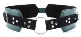 
Изумрудный пояс с колечками для крепления наручников Emerald Leather Belt фото в интим магазине Love Boat