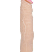 Телесный фаллоимитатор на присоске с большой головкой - 24,5 см.