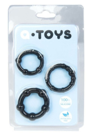 Набор из 3 чёрных эрекционных колец A-toys фото в интим магазине Love Boat