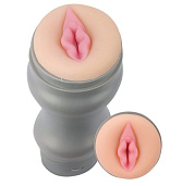 Телесный мастурбатор-вагина в колбе с вибрацией KABUKI NIGHTS TIGHT DELIGHT PINCH фото в интим магазине Love Boat