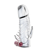 Прозрачная насадка с закрытой головкой и вибрацией - 13 см.