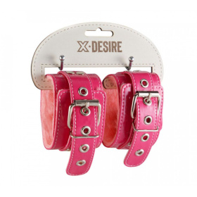 Яркие наручники из искусственной лаковой кожи розового цвета