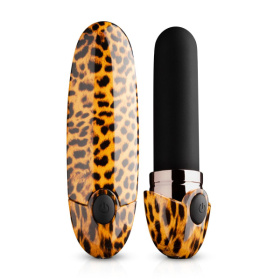 Леопардовый вибромассажер-помада Asha Lipstick Vibrator - 10 см. фото в интим магазине Love Boat