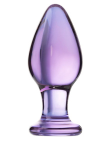 Фиолетовая стеклянная анальная пробка - 10 см. фото в интим магазине Love Boat