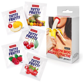 Набор из 5 саше съедобных смазок Tutti-Frutti фото в интим магазине Love Boat