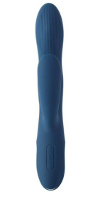 Синий вибратор-кролик Aylin с пульсирующей головкой - 21,5 см.