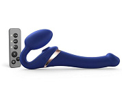 Синий безремневой страпон Multi Orgasm Size S с клиторальной стимуляцией фото в интим магазине Love Boat
