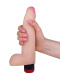 Телесный вибратор-реалистик с мошонкой - 23,7 см.
