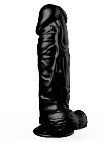 Большой чёрный фаллоимитатор на присоске - 20,5 см.