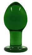 Зеленая стеклянная анальная пробка Crystal Medium - 7,5 см. фото в интим магазине Love Boat