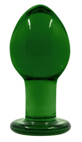 Зеленая стеклянная анальная пробка Crystal Medium - 7,5 см. фото в интим магазине Love Boat