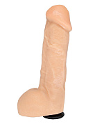 Телесный фаллос с мошонкой для трусиков с плугом - 17,5 см. фото в интим магазине Love Boat