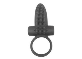 Чёрное эрекционное кольцо с вибрацией и язычком Sex Expert фото в интим магазине Love Boat