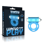 Голубое, светящееся в темноте эрекционное виброкольцо Lumino Play Vibrating Penis Ring фото в интим магазине Love Boat