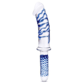 Прозрачно-синий двусторонний стимулятор 11  Realistic Double Ended Dildo - 28 см. фото в интим магазине Love Boat