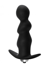 Чёрная фигурная анальная вибропробка Spiral Anal Plug - 12 см. фото в интим магазине Love Boat