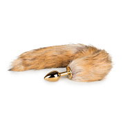 
Золотистая анальная пробка с лисьим хвостом Fox Tail Plug фото в интим магазине Love Boat