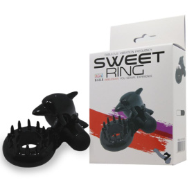 Чёрное эрекционное виброкольцо Sweet Ring с дельфинчиком фото в интим магазине Love Boat